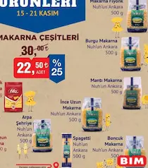 NUH'UN ANKARA MAKARNA ÇEŞİTLERİ 500 G fiyat ve kampanya bilgisi